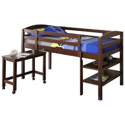 Wooden Twin Over Workstation Loft Bed in Espresso