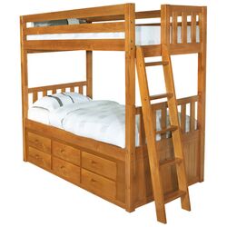 Convertible Twin over Twin Bunk Bed in Honey