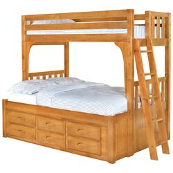 Convertible Twin over Full Bunk Bed in Honey
