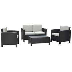 St. Marten 4 Piece Seating Group in Espresso with Grey Cushions