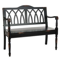 Franklin Wood Bench in Distressed Black