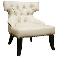 Taft Leather Club Chair in Off-White