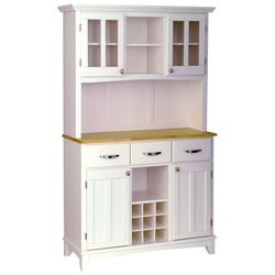 Large China Cabinet with Natural Wood Top in White