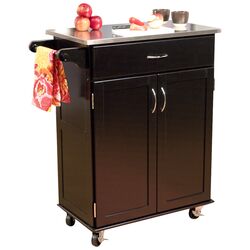 Stainless Steel Top Kitchen Cart in Black