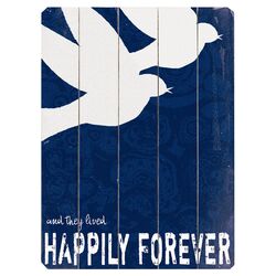 Happily Forever Wood Sign in Blue