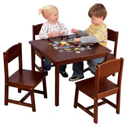 Kid's 5 Piece Table & Chair Set in Pecan