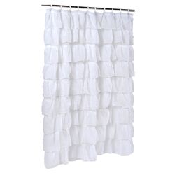 Ruffled Shower Curtain in White