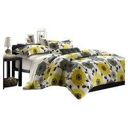Anthea Flower Comforter Set in Yellow