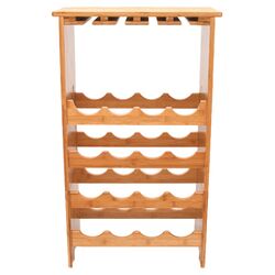 Bamboo 16 Bottle Wine & Glass Rack in Natural
