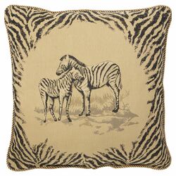 Zebra Reversible Square Pillow in Tan