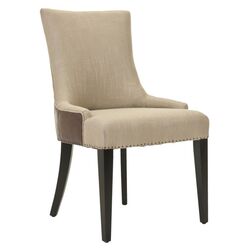 Becca Side Chair in Antique Gold & Brown Leather I