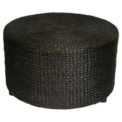 Rush Grass Round Coffee Table in Black