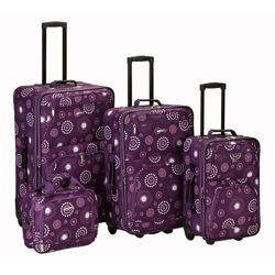 Pearl Print 4 Piece Luggage Set in Purple