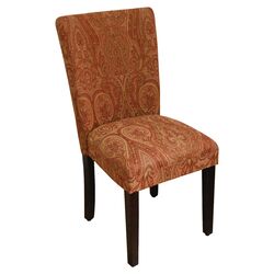 Classic Parsons Upholstered Side Chair in Red & Gold