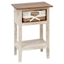 Antiqued End Table in Cream