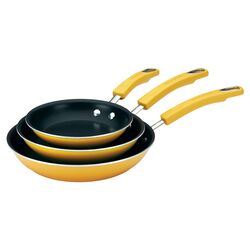 Rachael Ray Porcelain 3 Piece Skillet Set in Yellow