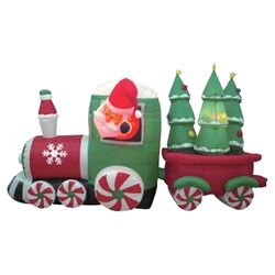8' Inflatable Santa Claus Driving Train