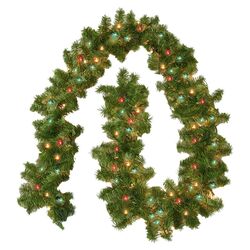 Pre-Lit Colored 9' Evergreen Branch Garland