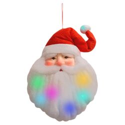 Pre-Lit Colored LED Hanging Cotton Santa Head