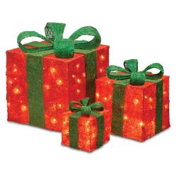 Sisal 3 Piece Pre-Lit Gift Box Set