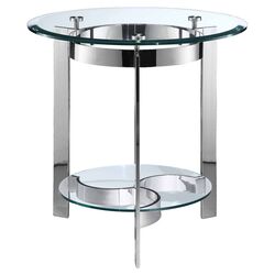 Mercury Clear Glass End Table in Chrome