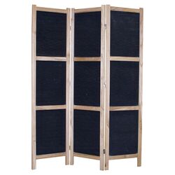 Tobin 3 Panel Room Divider in Navy & Natural