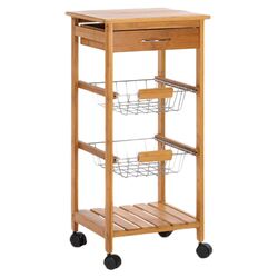 Bamboo Kitchen Cart Tower in Brown