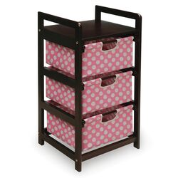 3 Drawer Storage Unit in Espresso & Pink