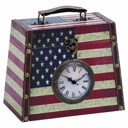 American Flag Leather Clock Box in Red