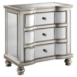 Mirrored 3 Drawer Chest in Antique Silver