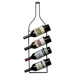 4 Bottle Wall Mount Wine Rack in Black