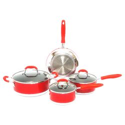 Induction Ready 7 Piece Cookware Set in Red