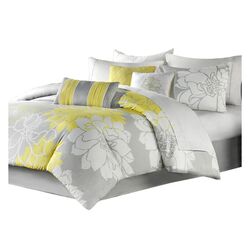 Lola 7 Piece Comforter Set in Yellow & Gray