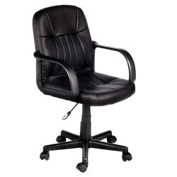 Mid-Back Leather Chair in Black