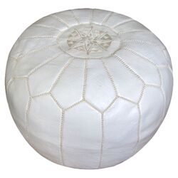 Moroccan Pouf Ottoman in White