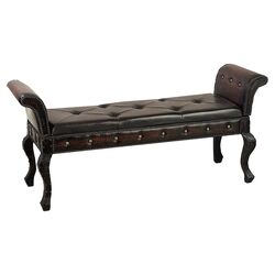 Victorian Faux Leather Bench in Dark Brown