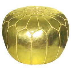 Moroccan Pouf Ottoman in Gold