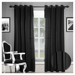 Reign Jacquard Window Panel in Black (Set of 2)