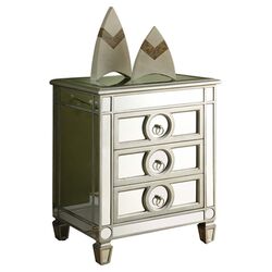 Mirrored 3 Drawer Nightstand in Silver