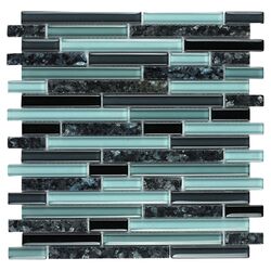 Mosaik Ceramic Tile in Blue & Beige (Set of 6)