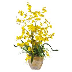 Dancing Silk Orchid Arrangement in Yellow