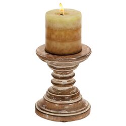 Wooden Candlestick in Distressed Oak (Set of 2)