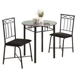 Bronx 3 Piece Dining Set in Charcoal