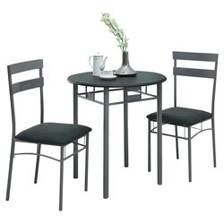 Queens 3 Piece Dining Set in Charcoal