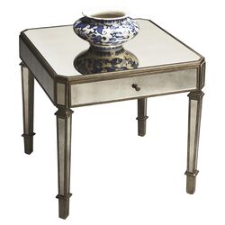 Masterpiece Mirrored End Table in Pewter