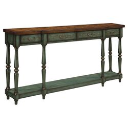 Console Table in Green & Brown