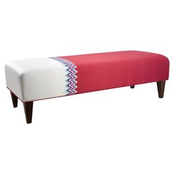 China Bedroom Bench in Off-White & Red