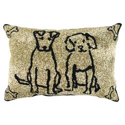Dog Friends Decorative Pillow in Gold