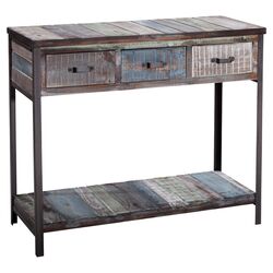 Soho Console Table in Weathered Brown & Blue