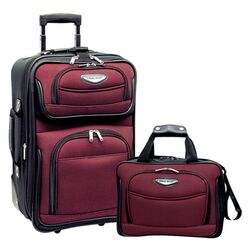 Amsterdam 2 Piece Carry On Suitcase Set in Burgundy